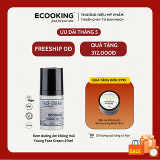 Kem dưỡng ẩm Ecooking Young Face Cream Fragrance Free 30ml duy trì độ ẩm và giữ cho làm da luôn tươi trẻ