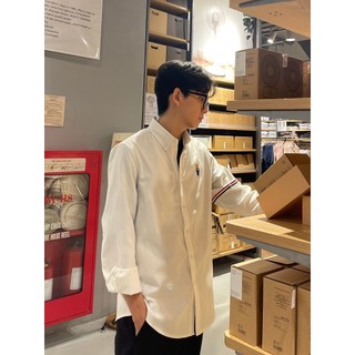 Áo Sơ Mi Oxford Bear dài tay nam nữ Basic màu trắng