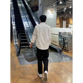 Áo Sơ Mi Oxford Bear dài tay nam nữ Basic màu trắng