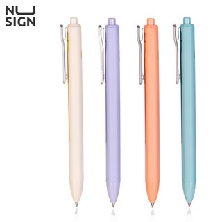 Bút bi dạng gel cao cấp Nu Sign Deli dạng  - mực đen - ngòi 0.5mm đầu bấm kim loại - 4 màu nổi bật - 1 chiếc - NS688