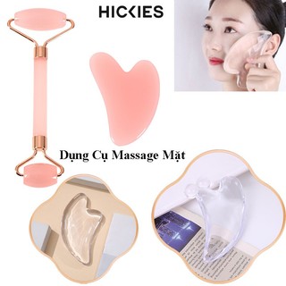 Dụng cụ massage mặt- con lăn massage mặt hai đầu- bảng cạo massage mặt pha lê - hickies