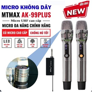 Micro Karaoke Không Dây Ak99 Plus - Micro Độ Nhạy Cao, Sóng Xa UHF Củ Micro Cao Cấp Set Tần Số, ,Sét Tần Số,Micro Cho Dà