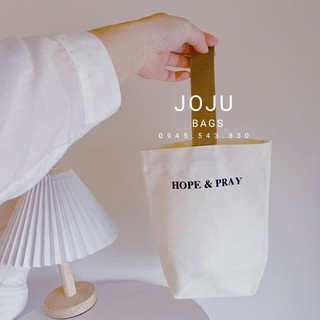 Quai Túi Vải Canvas Đựng Ly Bình Nước Dây Đai Mỏng In Life