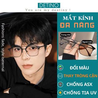 Kính mắt nam thời trang đổi màu, gọng kính cận nam đen tròn vuông 0 độ chống ánh sáng xanh và tia UV cao cấp K15