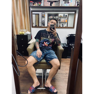 Dép quai ngang nam 203 dê gà quai chất liệu cao su dập nổi siêu nét gam màu xanh đỏ Hàng QCCC Full Box Hộp