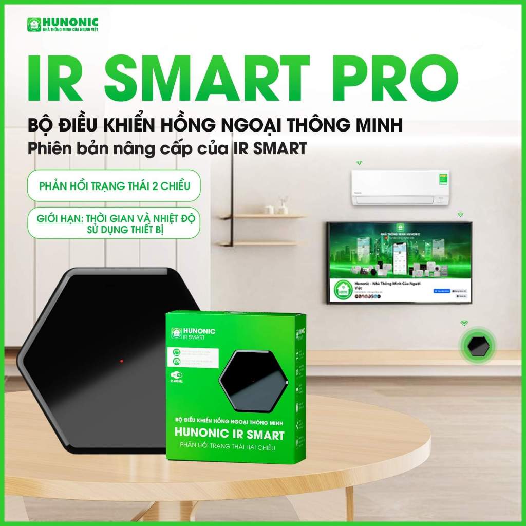 PRO - Tặng củ nguồn - Hunonic IR Smart Pro ĐK hồng ngoại Tivi, Điều Hoà qua ĐT, Phản hồi 2 chiều