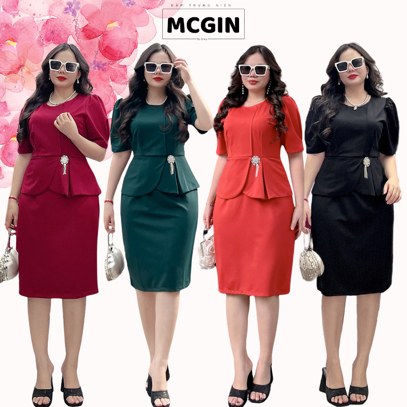 Đầm Trung Niên Dự Tiệc Dáng Peplum Jolie | Đầm Công Sở Cho Mẹ CG024 Sang Trọng