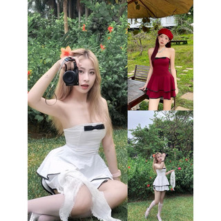 Váy cúp ngực đính nơ xòe, váy cúp ngực sang chảnh, đầm cup ngực body 3 màu nơ ngực byy carrotstore