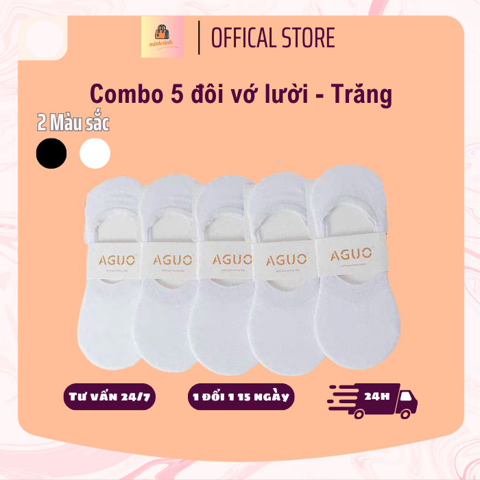 Tất Vớ, Tất Lười, Tất Hài Nam Nữ, Sét Vớ 10 Đôi, Combo Tất 5 Đôi Màu Trắng, Đen