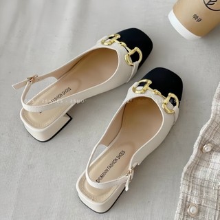 Giày cao gót đế vuông 3cm phối khoá xinh xắn ôm chân dễ mix đồ