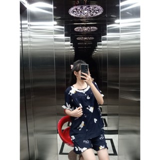 Bộ đùi bầu mùa hè chất lanh lụa họa tiết đẹp