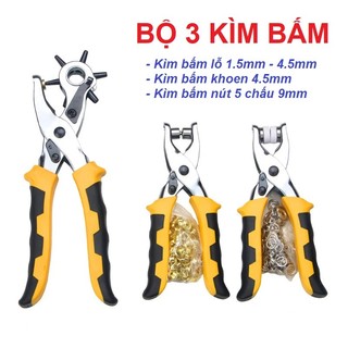 Kềm / bộ 3 kìm đa chức năng gồm 1 kìm bấm lỗ, 1 kìm bấm khoen 4.5mm , bấm nút 5 chấu mã al-02