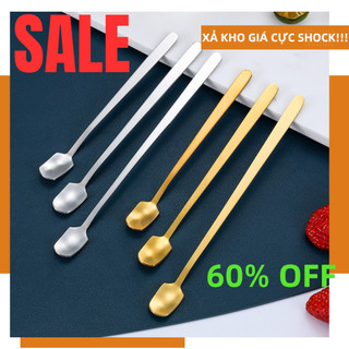 [GIÁ SỈ] Thìa inox - Muỗng cà phê, thìa vuông dài thép không gỉ 304 màu vàng bạc sang trọng, tinh tế