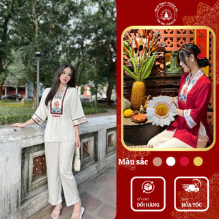 Bộ pháp phục la hán cổ v lụa vân gỗ cao cấp pháp phục khánh an đồ lam đi chùa
