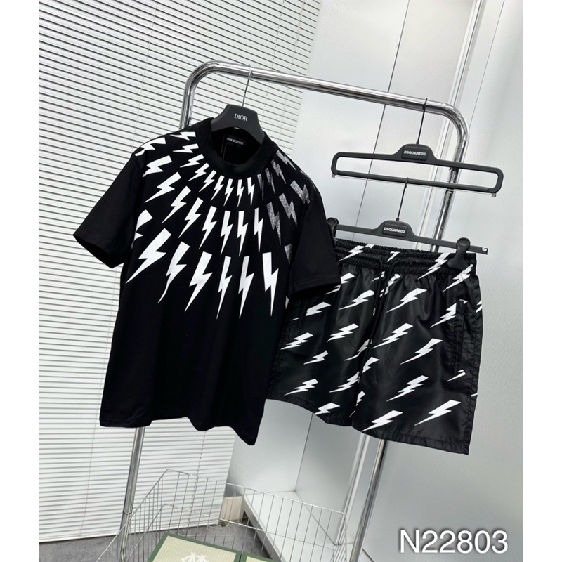 Bộ Đồ Nam Nữ Tia Sét Hotrend Neil Barrett, Bộ Áo Thun Quần Gio Hot Màu Hè Chất Cotton Siêu Thoáng Mat, Bộ Đồ Hè Chất