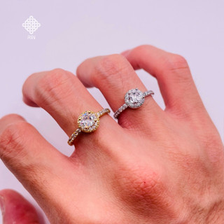  Nhẫn đính đá Nhẫn hột xoàn đá cao Titan không phai không rỉ sét màu 18k và bạch kim mã 09 