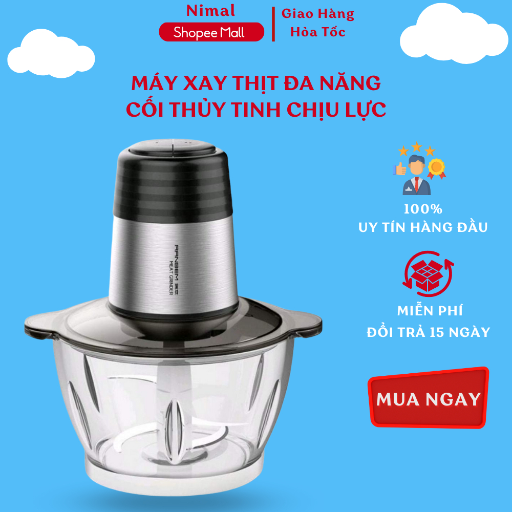 Máy Xay Thịt Đa Năng Cối Thủy Tinh Cường Lực Công Suất 300W Bảo Hành 12 Tháng NIMALOFFICIAL