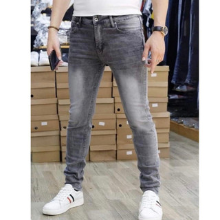 quần bò jean nam dài xanh xám trơn kiểu basic đễ mặc dễ phối đồ,chất jean co giãn tốt giá rẻ