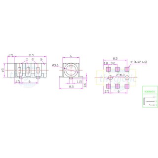PJ-313D Cổng Audio 3.5mm 3 Cực 6 Chân Dán SMD//2
