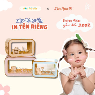 Hộp Đựng Tiền Tiết Kiệm Gỗ Khắc Tên Bé, Heo Đất Sứ Dạy Trẻ Thói Quen Tiết Kiệm Đặt Mục Tiêu | Trò vui PN01