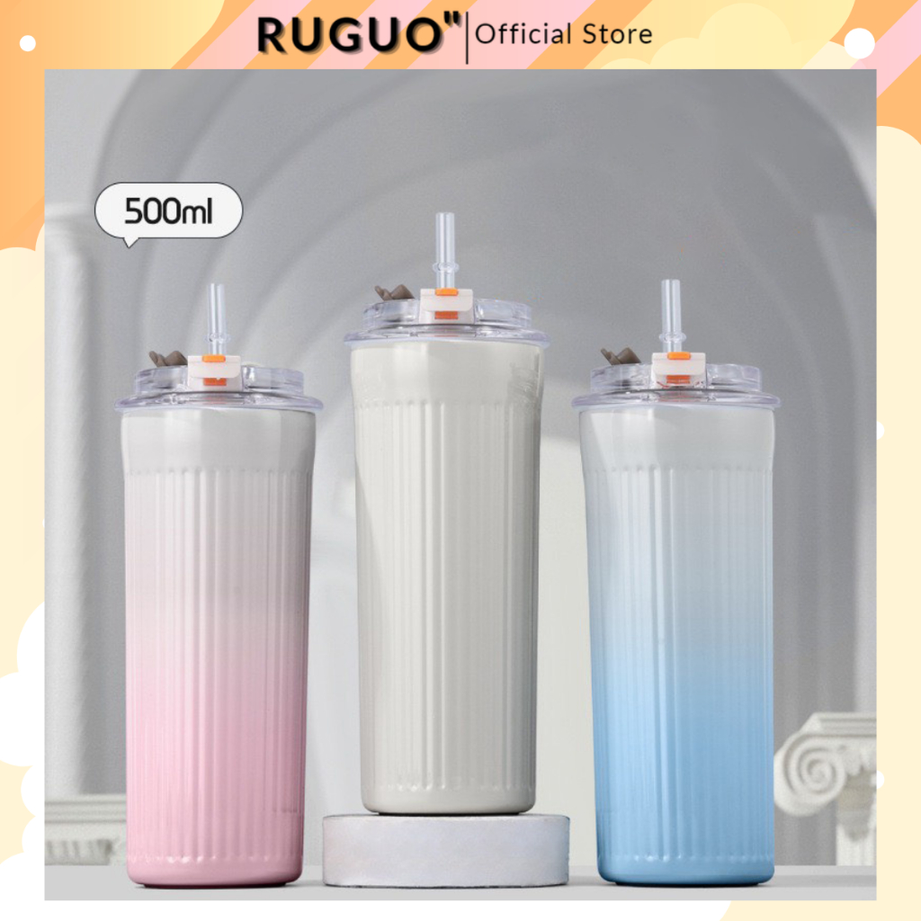 Ly Giữ Nhiệt STELLATA 500ml Inox 316 Kèm Ống Hút Nắp Chống Tràn