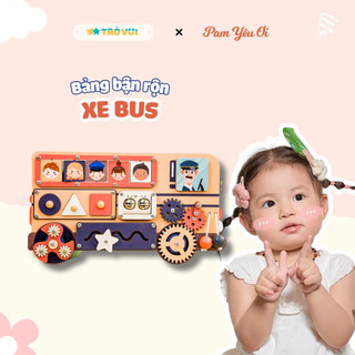 Đồ chơi xe bus Montessori - Bảng bận rộn phát triển trí tuệ, kỹ năng sống cho bé 0-3 tuổi | Trò vui BB53