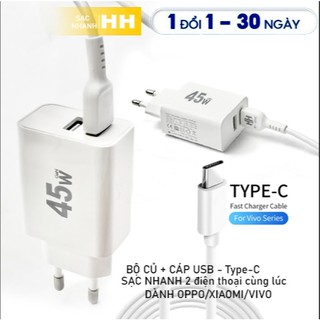 Cốc sạc nhanh 2 CỔNG USB 20w 45w Sạc nhanh cùng lúc 2 điện thoại an toàn Bảo hành 1 năm HH