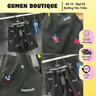 Quần Đùi Nam DSQ Thêu Logo Hình Cạp Chun In Chữ IC0N Cực Nét - Quần Short Nam DSQ Thêu Họa Tiết Nổi Mix Cạp Thun Hot Hit
