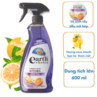Bình xịt tẩy vệ sinh dầu mỡ cháy khét hữu cơ Earth Choice hương cam 600ml - NK Úc