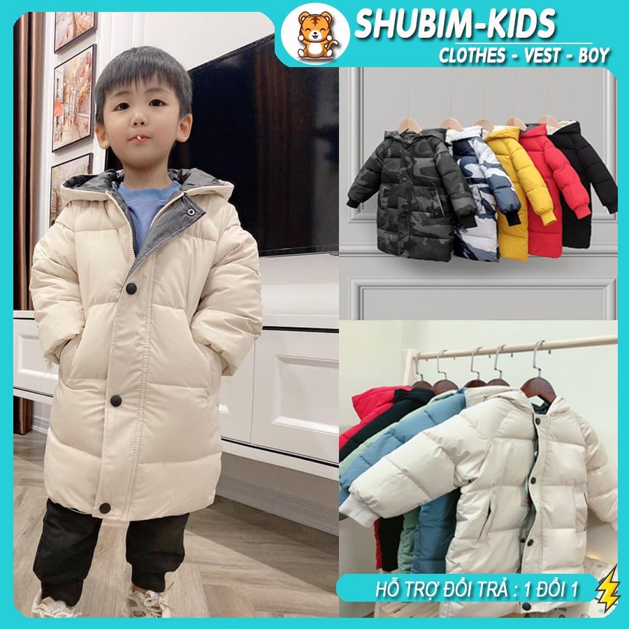 [Shubim Kids - SẴN HÀNG ] -AK01-Áo Khoác Phao Dáng Dài Cho Bé Trai Và Bé Gái - Siêu Ấm 10- 40kg