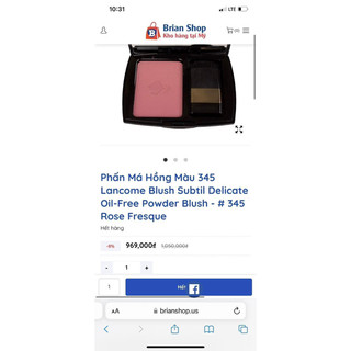 (Only auth)Phấn má Lancome màu #ROSÉ FRESQUE minisize unbox