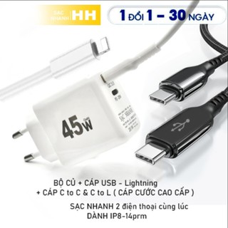 CỦ SẠC NHANH HH/ PD 45W USB-C,USB-A Dây sạc Micro 6A , Không chai pin/Nóng Máy ,An Toàn Ổn Định Bảo hành 1 năm