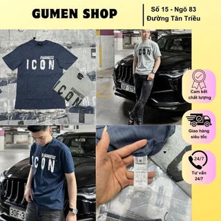 Áo Thun Nam DSQ In Chữ IC0N Phối Vẩy Sơn Nhỏ Full Áo Siêu Đẹp - Áo Phông Nam DSQ In Chữ Họa Tiết Monogram Cực Bắt Mắt