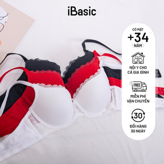 Áo ngực trơn có gọng mút mỏng vừa viền ren cup T-shirt iBasic BRAW130-2