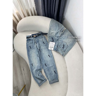 Quần baggy jean phối chữ y6, quần baggy jean nữ viens store
