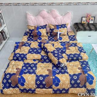 Trọn Bộ 5 Món Ga Gối Chăn Phao Dày Dặn Y Hình - Chất Liệu Poly Hàng Việt Nam Sản Xuất