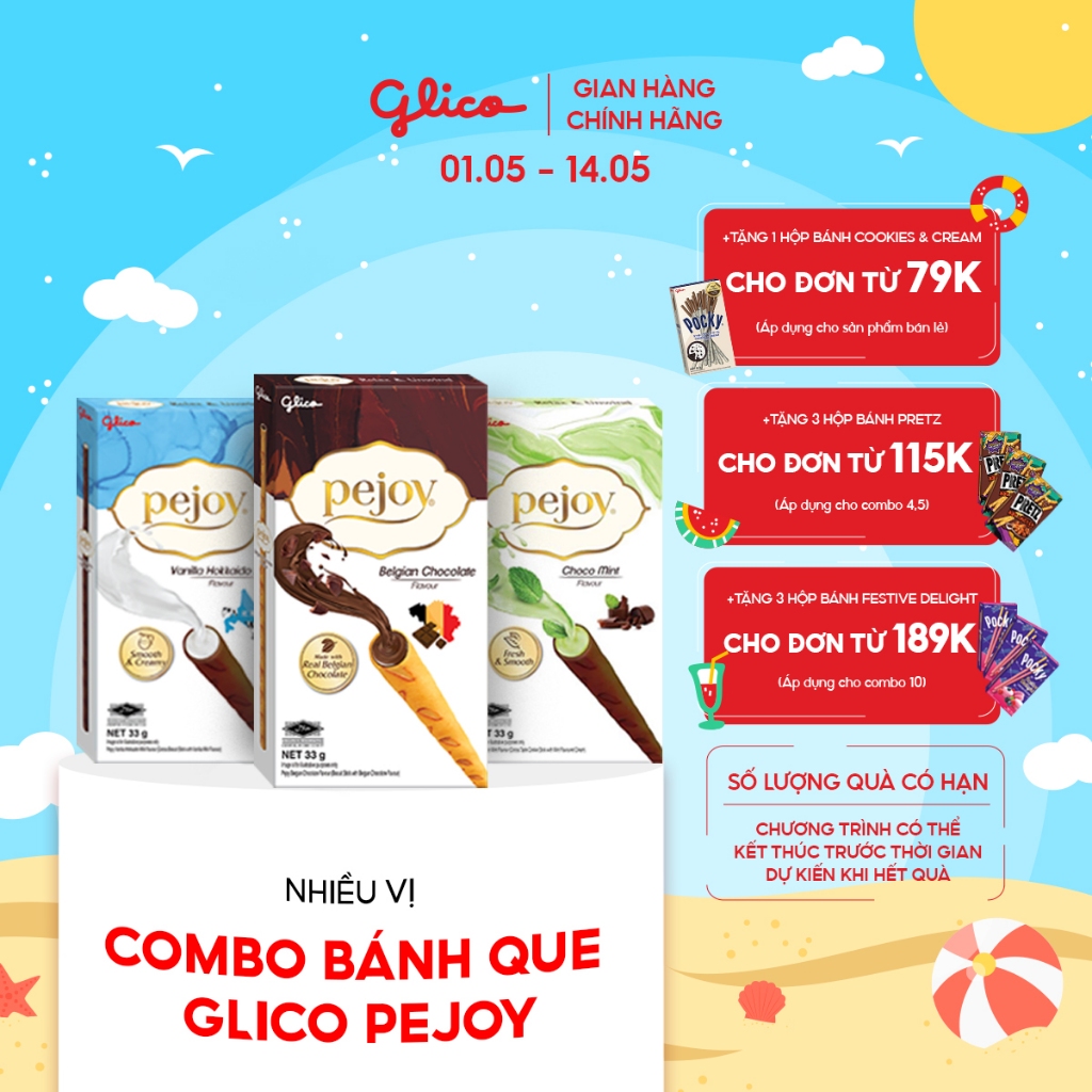 Hộp lẻ bánh que nhân kem Glico Pejoy nhiều vị 33gr