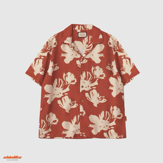 Chinlike - orange flowers shirt - áo somi hoạ tiết