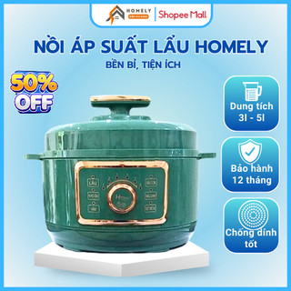 Nồi Áp Suất Lẩu Điện Đa Năng Homely 2 In 1 Làm Lẩu, Nấu Cơm, Nấu Súp, Lòng Nồi 5 Lớp Siêu Bền