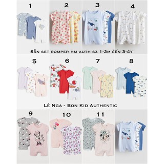 [FORM RỘNG] Set 3/ set 2 romper bé trai,bé gái HM JAPAN/CN/US chính hãng sz từ 1-2m đến 3-4y