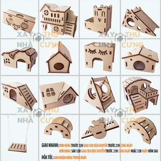  Nhà ngủ gỗ hamster nhiều kiểu cho hamster và thú cưng nhỏ 