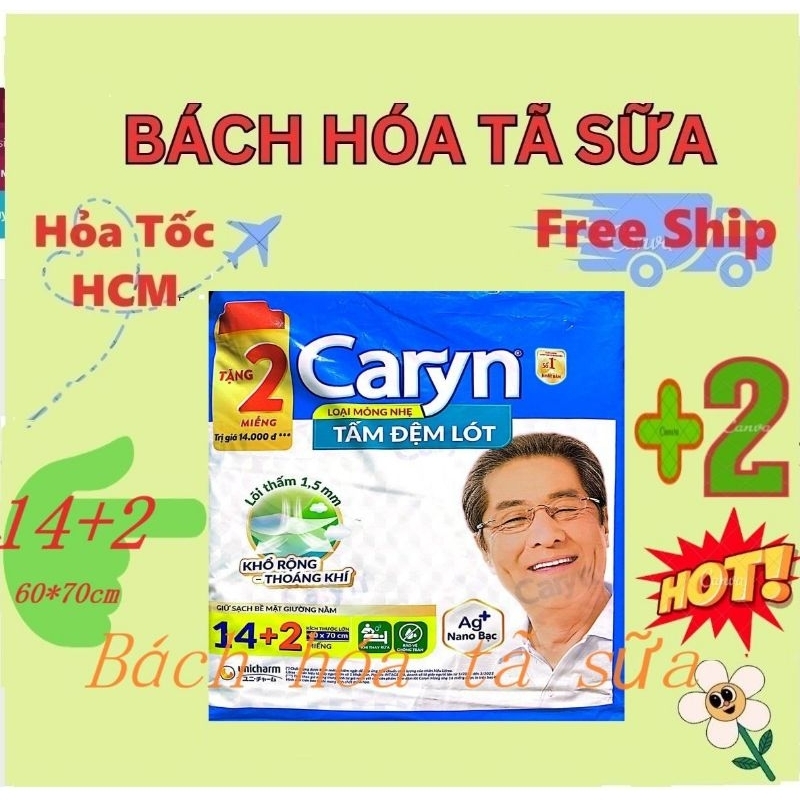(Tặng 2 miếng) Tấm điệm lót caryn size XL 14 miếng Kích thước lớn 60 x 70 cm