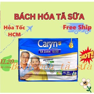 (Tặng 2 miếng hoặc khăn ướt) Tã dán caryn XL 20 miếng siêu thấm vòng hong 86 - 135 cm