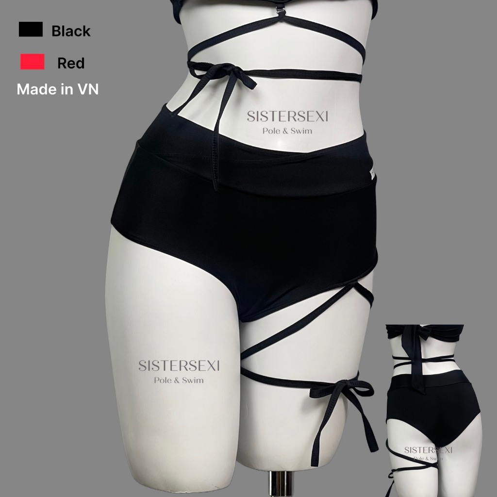 🌟 (SẴN) Q11- Quần Short Cạp Cao 2 Lớp Buộc Dây Đùi Tập Twerk, Pole Dance, Sexy Dance, Bơi, Nhảy - SISTER SEXI🌟