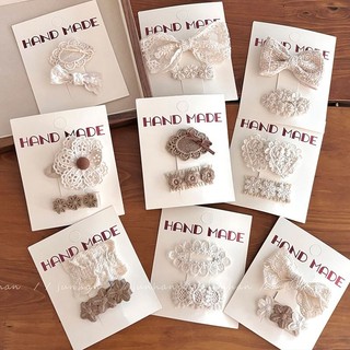 Set kẹp tóc trắng ren hoa vintage phong cách Hàn quốc cho bé - Phụ kiện xinh