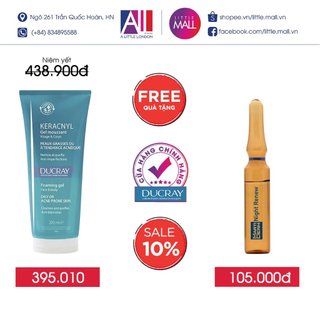 Gel rửa mặt cho da nhờn mụn Ducray keracnyl foaming gel 200ml TẶNG Ampoule chống lão hóa Martiderm (Nhập khẩu)
