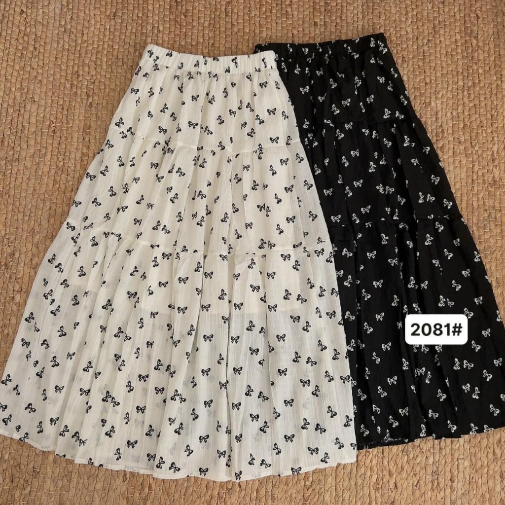 chân váy tầng nơ+hoa