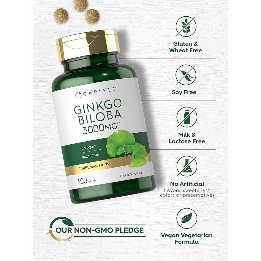 Viên Uống Bổ Não, Hỗ Trợ Trí Nhớ Và Tăng Sự Tập Trung Carlyle Ginkgo Biloba 3000mg 400 viên