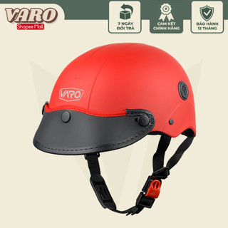 Mũ bảo hiểm nửa đầu 1 2 VARO kiểu sơn trơn màu đỏ