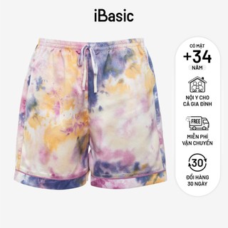 Quần đùi pyjama nữ lụa Satin ngắn hoạ tiết iBasic HOMW028B